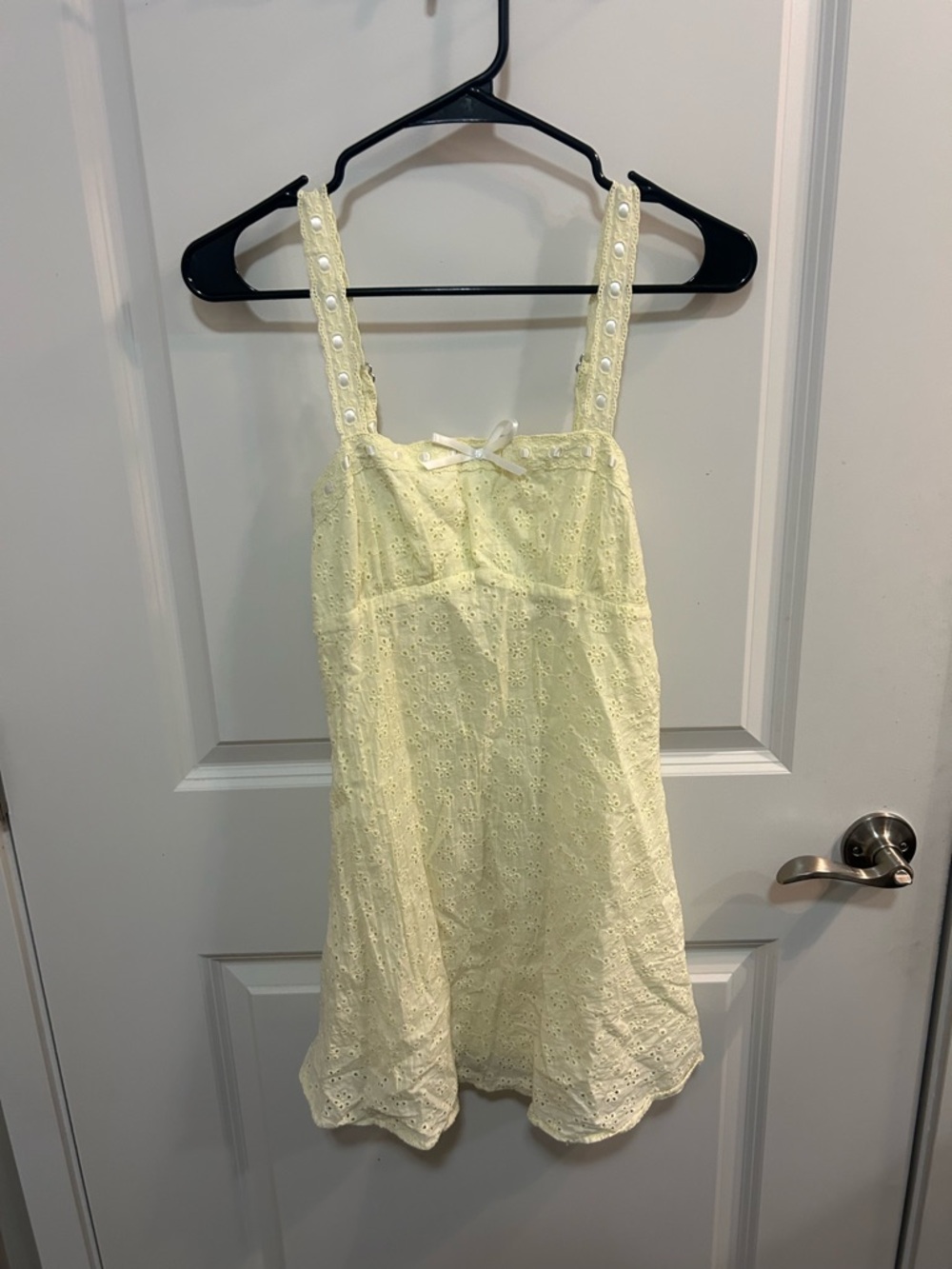 Altar’d State Yellow Eyelet Lace Babydoll Mini Dress Small Coquette Cottagecore